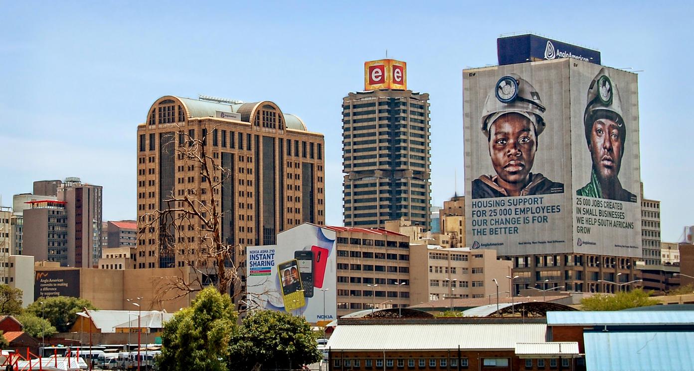 Johannesburg, South Africa - December 21, 2013: Johannesburg began as a gold-mining settlement. Today it is one of the world's leading financial centers, the economic & financial hub of South Africa