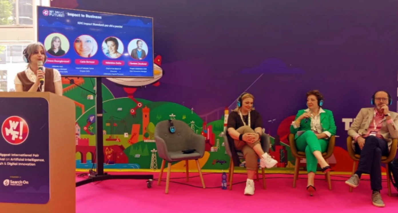 Presentation of the SDG Impact Standard piltot at the Impact to Business Stage - We Make Future Festival 2025, 6th of June in Bologna. 