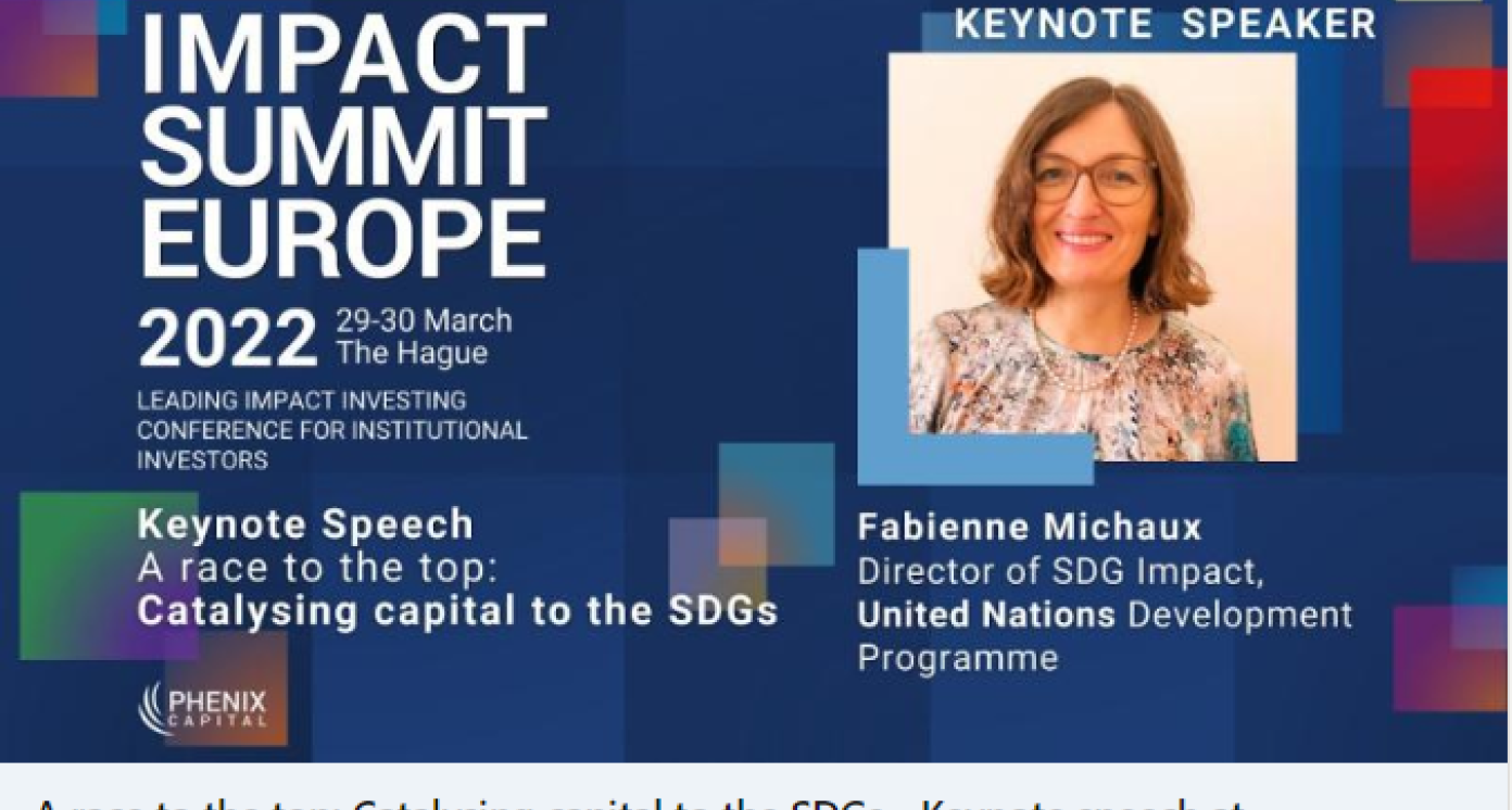 Fabienne Michaux, UNDP SDG Impact speaks at Impact Europe Summit 2022