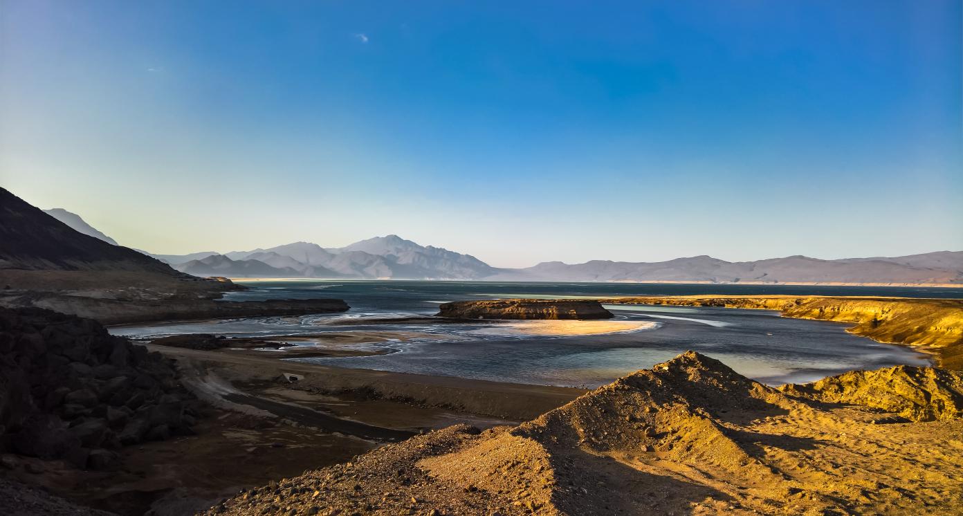 Panorama of Crater salt lake Assal, Djibouti