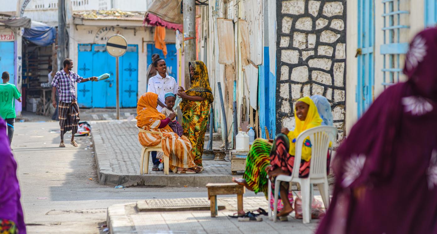 Djibouti,Republic of Djibouti - February 3,2013: Locals on a street in downtown Djibouti.