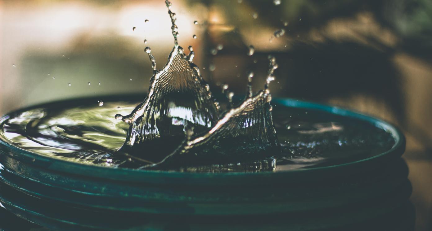 Water splash in bucket