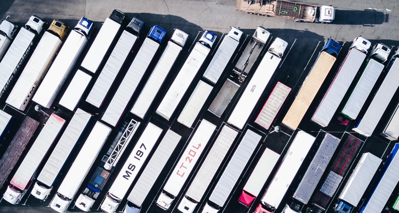 Arial photograph of freight trucks