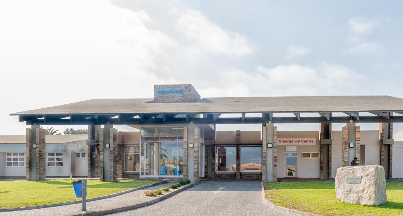 The Mediclinic hospital in Swakopmund in the Namib Desert on the Atlantic Coast of Namibia.