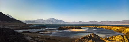 Panorama of Crater salt lake Assal, Djibouti