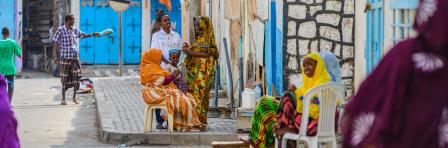 Djibouti,Republic of Djibouti - February 3,2013: Locals on a street in downtown Djibouti.