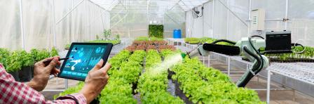 Robotic arm watering crops