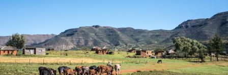 Village in the beautiful mountain kingdom of Lesotho, Southern Africa