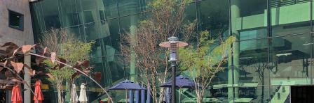 Eswatini (Swaziland) - Mbabane - The empty open-air foodcourt in abstract shopping center illustrating covid-19 lockdown measures