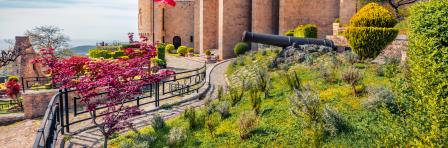 Exciting spring view of Castle of Kruja. Attractive morning landscape of Albania, Europe. Traveling concept background.