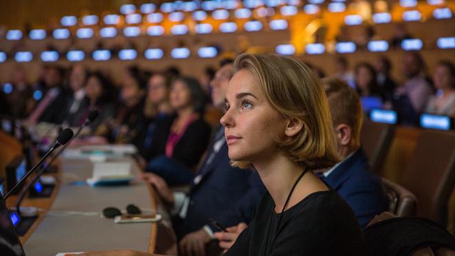 Young leader in audience