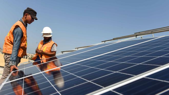 Solar panel installation in Palestine